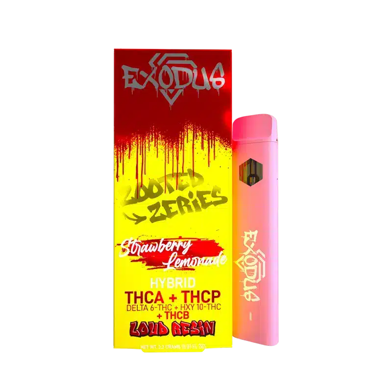EXODUS ZOOTED ZERIES THCA+THCP+THCB LOUD RESIN 2.2G 6CT/BX DISPOSABLE - STRAWBERRY LEMONADE