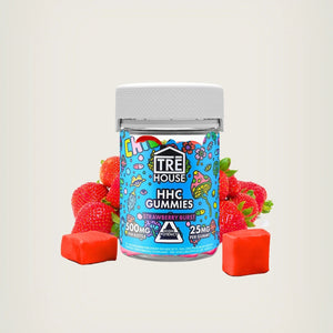 TRE HOUSE HHC GUMMIES 500MG 25CT/BOTTLE - STRAWBERRY BURST