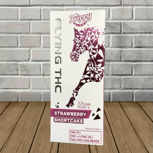 FLYING HORSE TRIPPY BLEND 3.5GM THCP+THCJ+THCIX+THCVII+LIVE RESIN DISPOSABLE -STRAWBERRY SHORTCAKE