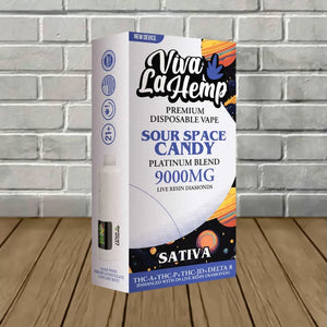 VIVA LA HEMP 9000MG THCP+THC+JD+D8 PLATINUM BLEND DISPOSABLE - SOUR SPACE CANDY