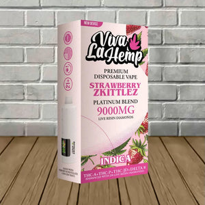 VIVA LA HEMP 9000MG THCP+THC+JD+D8 PLATINUM BLEND DISPOSABLE - STRAWBERRY ZKITTLEZ