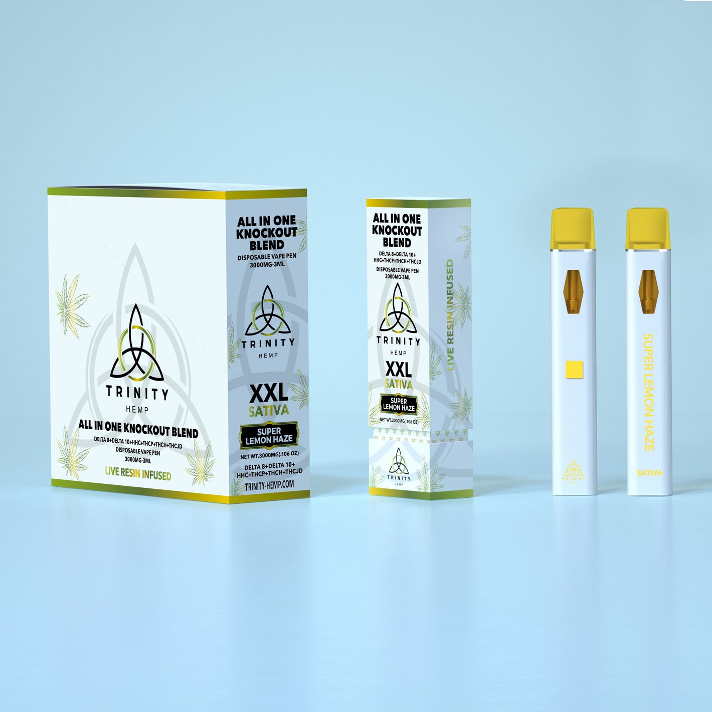 TRINITY ALL IN ONE D8/D10/HHCP/THCH/JD 3000MG DISPOSABLE - SUPER LEMON HAZE