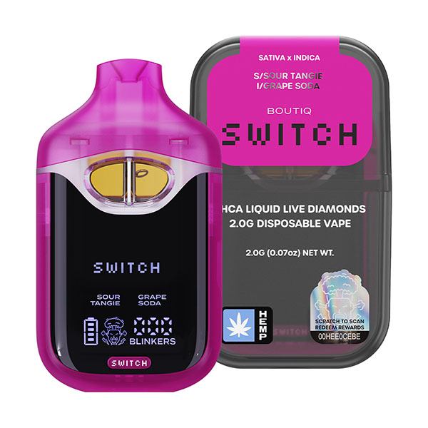 BOUTIQ SWITCH THCA LIQUID LIVE DIAMONDS 2GM DISPOSABLE - SOUR TANGIE/GRAPE SODA