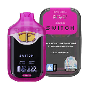BOUTIQ SWITCH THCA LIQUID LIVE DIAMONDS 2GM DISPOSABLE - SOUR TANGIE/GRAPE SODA