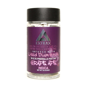 EXTRAX LIQUID DIAMONDS D8/D10 PREROLL 6CT/JAR - GRAPE APE