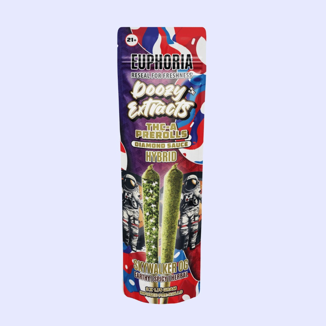 DOOZY EXTRACTS THC-A DIAMOND SAUCE 3.5GM/ 2PK PRE-ROLL 10CT/BX- SKYWALKER OG