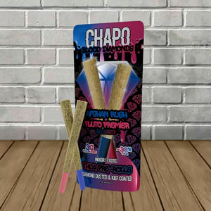 CHAPO BLOOD DIAMONDS THCA PRE-ROLLS 3GM/2COUNT PACK- AFGHAN KUSH+PLUTO PREMIER