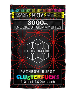 HI ON NATURE KO3 CLUSTERFUCKS HHC/THC-P/D8/CB+ 3000MG GUMMIES 10CT/PACK