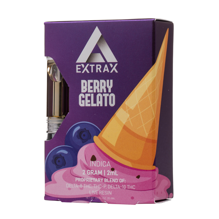 EXTRAX DELTA 8,THC-P, DELTA 10 LIVE RESIN 2GRAM CARTRIDGE - BERRY GELATO