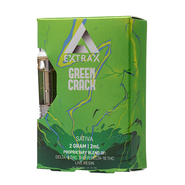EXTRAX DELTA 8,THC-P, DELTA 10 LIVE RESIN 2GRAM CARTRIDGE - GREEN CRACK