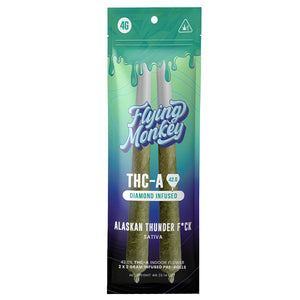 FLYING MONKEY DIAMOND INFUSED THC-A 4GM 2PK PRE ROLL 10CT/BX SATIVA