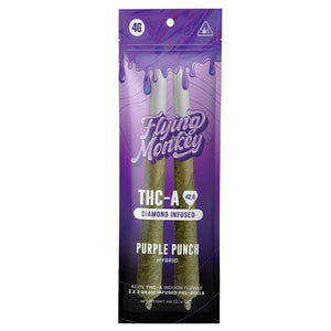 FLYING MONKEY DIAMOND INFUSED THC-A 4GM 2PK PRE ROLL 10CT/BX HYBRID - CHERRY ZLUSHIE