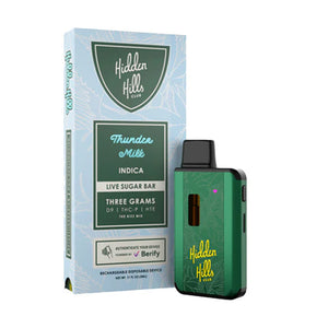 HIDDEN HILLS LIVE SUGAR BAR D9/THCP/HTE 3GM RECHARGEABLE DISPOSABLE - THUNDER MILK