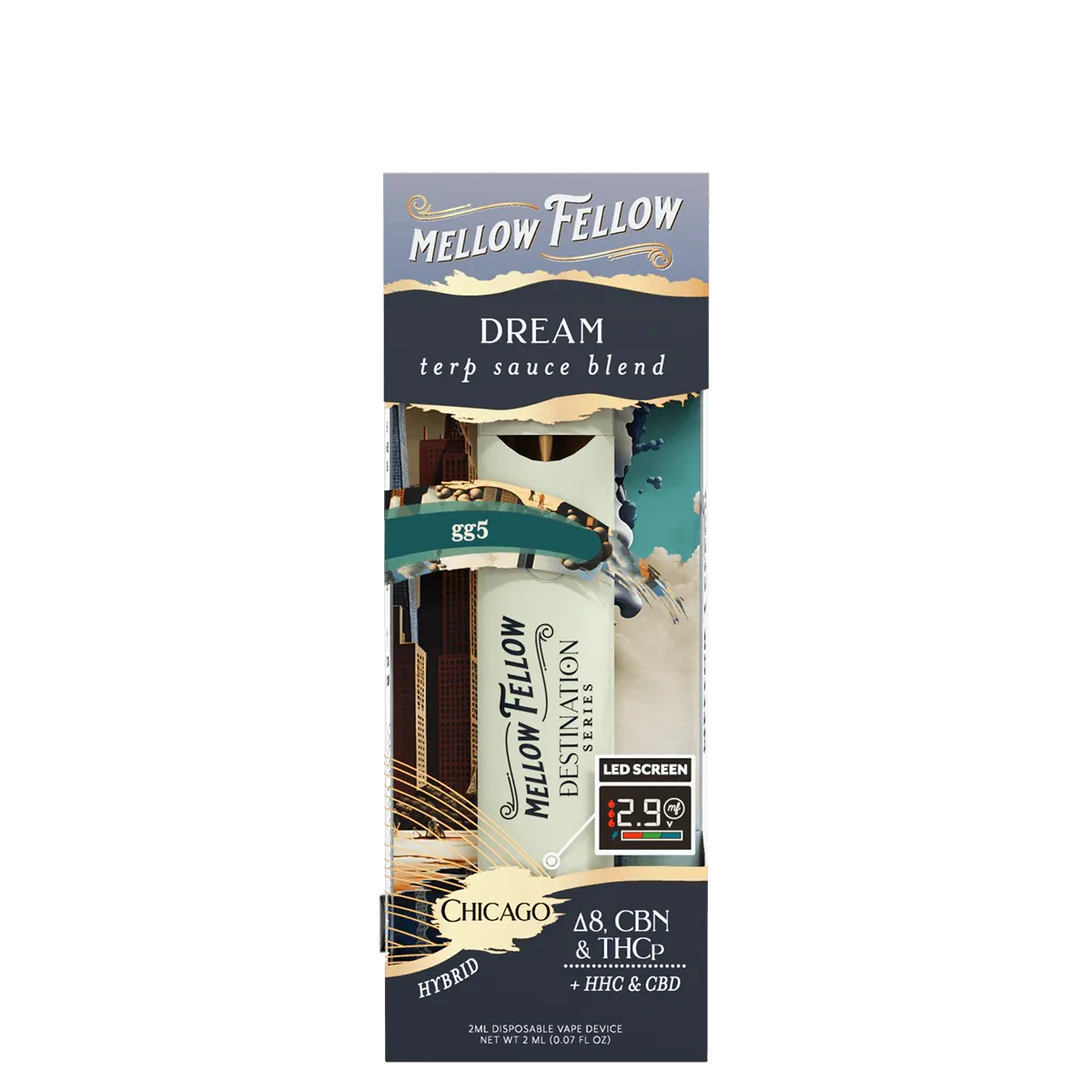 MELLOW FELLOW DREAM BLEND D8/CBN/THCP 2ML DISPOSABLE - CHICAGO