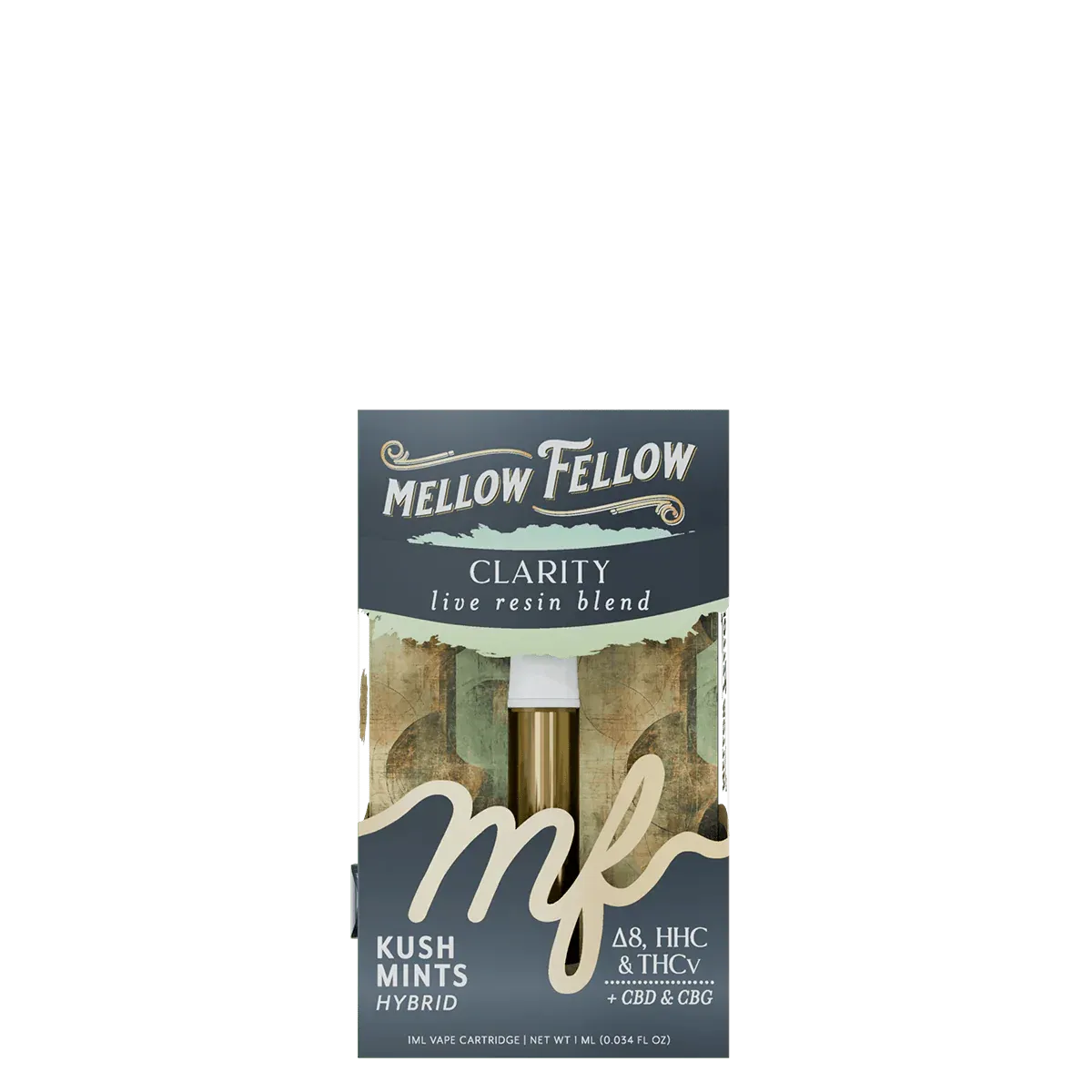 MELLOW FELLOW CLARITY BLEND D8/HHC/THCV 1ML CARTRIDGE - KUSH MINTS