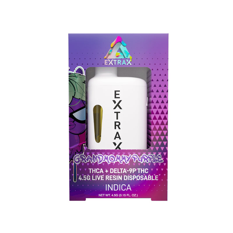 EXTRAX ADIOS PREHEAT 4.5GM LR/THCA/DELTA 9P DISPOSABLE - GRANDMOMMY PURPLE