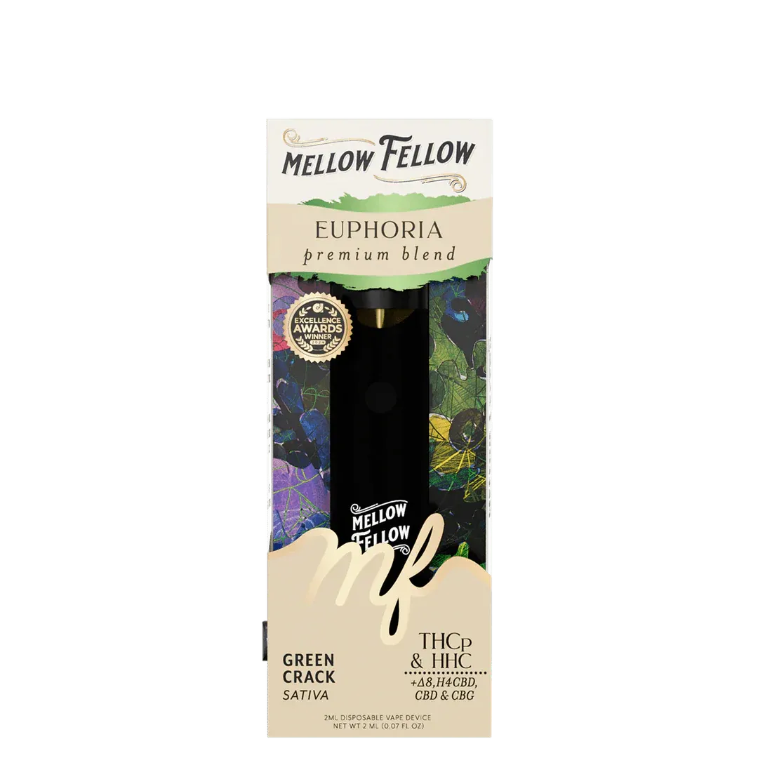MELLOW FELLOW EUPHORIA BLEND THCP/HHC 2ML DISPOSABLE - GREEN CRACK