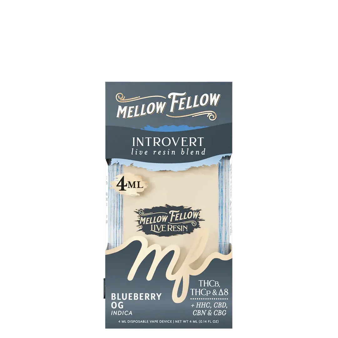 MELLOW FELLOW INTROVERT THCB-P/HHC 4ML DISPOSABLE - BLUEBERRY OG