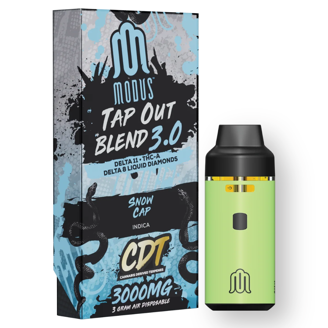 MODUS TAP OUT BLEND 3.0 D11+ THC-A+D8 LIQUID DIAMONDS 3GM DISPOSABLE 5CT/BX - SNOW CAP