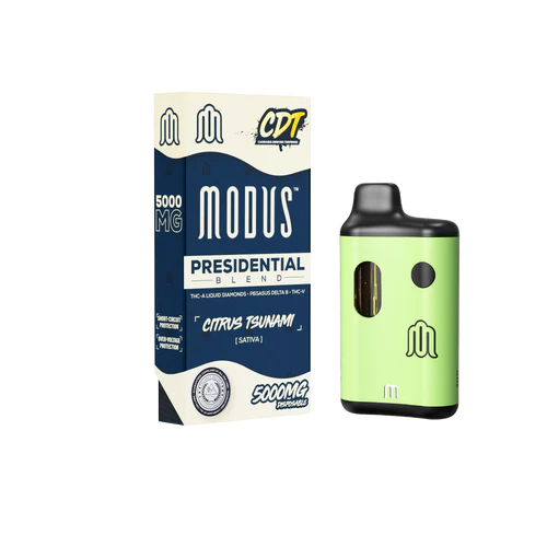 MODUS PRESIDENTIAL BLEND CDT THC-A LIQUID DIAMONDS+PEGAUS D8+THC-V 5GM DISPOSABLE 5CT/BX -CITRUS TSUNAMI