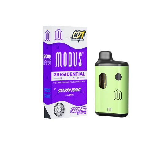 MODUS PRESIDENTIAL BLEND CDT THC-A LIQUID DIAMONDS+PEGAUS D8+THC-V 5GM DISPOSABLE 5CT/BX - STARRY NIGHT
