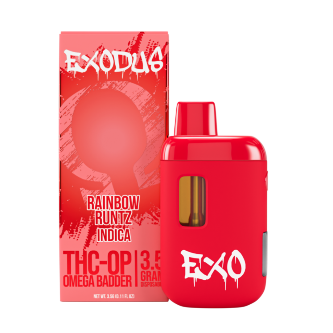 EXODUS THC+OP OMEGA BADDER 3.5GM DISPOSABLE- RAINBOW RUNTZ