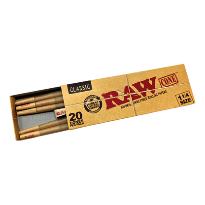 RAW CLASSIC CONE 1 1/4SIZE 20PK 12CT/BOX