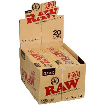 RAW CLASSIC 98 SPECIAL PRE-ROLLED CONES 20PK 12CT/BOX