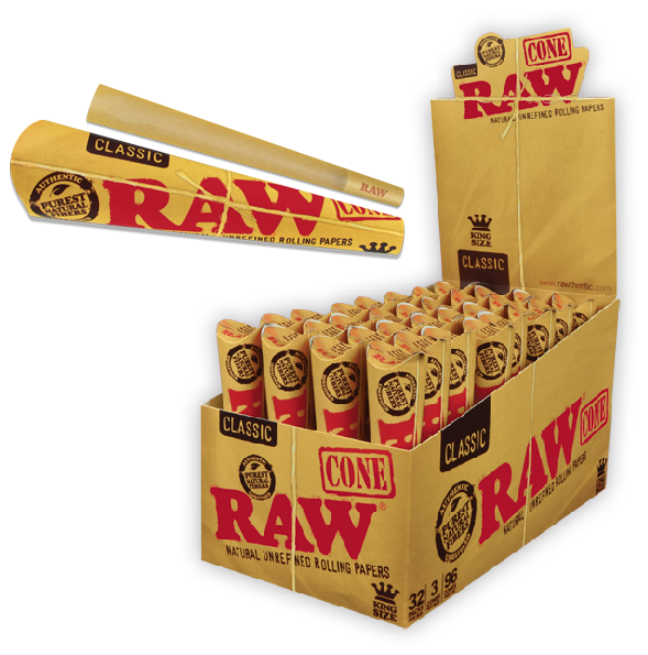 RAW BLACK CLASSIC RETRO KING SIZE CONES 3CT 32CT/BOX