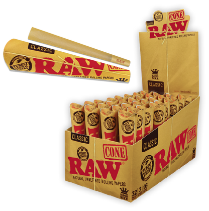 RAW BLACK CLASSIC RETRO KING SIZE CONES 3CT 32CT/BOX