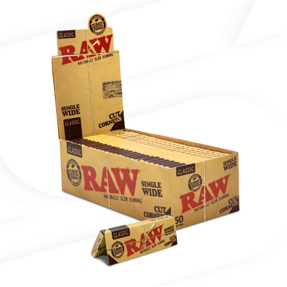 RAW CLASSIC SINGLE WIDE CUT CORNERS PAPERS 50PK 50CT/BOX