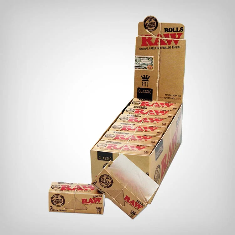 RAW CLASSIC KING SIZE WIDE 3 MTR ROLLS 12CT/BX