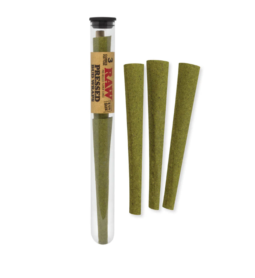 RAW CLASSIC KING SIZE PRESSED BUD WRAP CONES 11-4 12PK 3CT/BOX