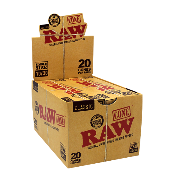 RAW CONES CLASSIC CONES 70MM-30MM SINGLE SIZE 20PK 12CT/BOX