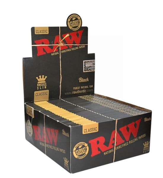RAW BLACK CLASSIC ROLLING PAPER KING SIZE SLIM 32/PK 50CT/BOX