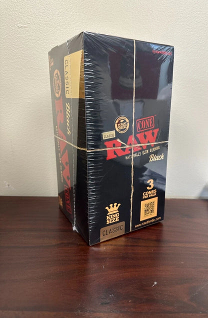 RAW CLASSIC BLACK KING SIZE CONES 3PK-32CT/BX