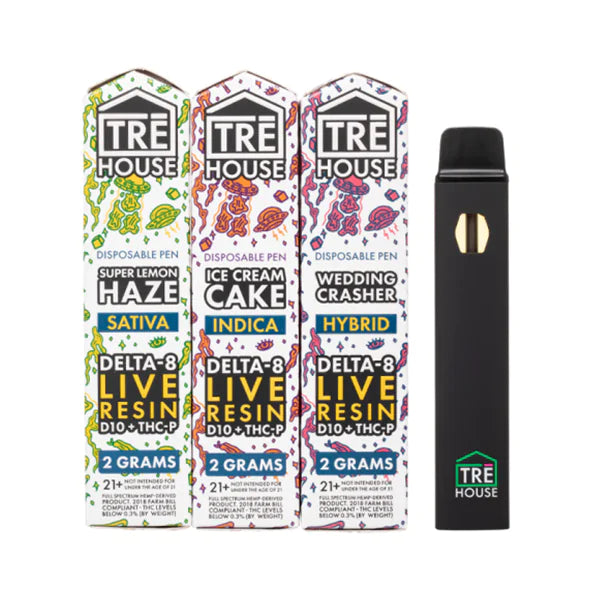 TRE HOUSE DELTA 8 LR + D10 + THCP DISPOSABLE 2GRAM - ASSORTED FLAVORS