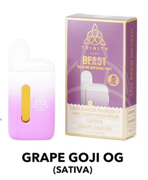 TRINITY ALL IN ONE D8/D10/HHCP/THCH/JD 5000MG DISPOSABLE - GRAPE GOJI OG
