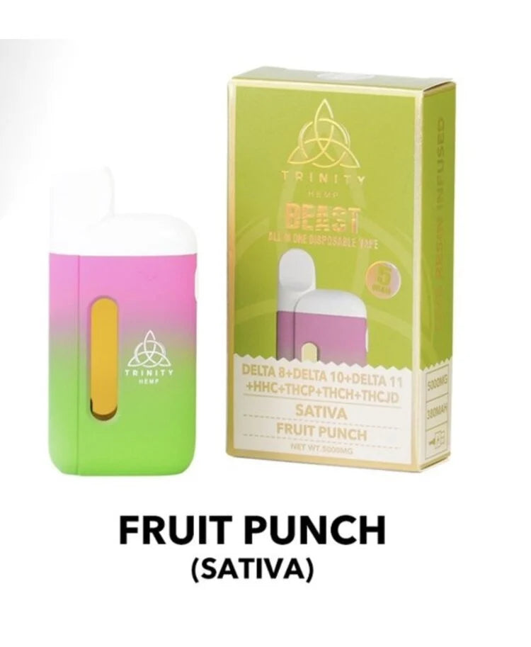 TRINITY ALL IN ONE D8/D10/HHCP/THCH/JD 5000MG DISPOSABLE - FRUIT PUNCH