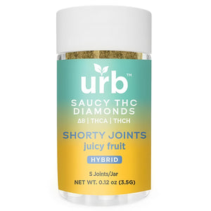 URB SAUCY D8+THCA+THCH DIAMONDS 3.5GM SHORTY JOINTS 5CT/JAR- JUICY FRUIT