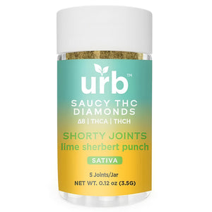 URB SAUCY D8+THCA+THCH DIAMONDS 3.5GM SHORTY JOINTS 5CT/JAR- LIME SHERBERT PUNCH