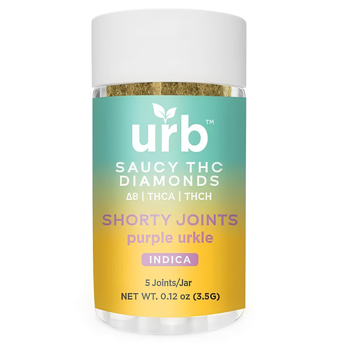 URB SAUCY D8+THCA+THCH DIAMONDS 3.5GM SHORTY JOINTS 5CT/JAR- PURPLE URKLE