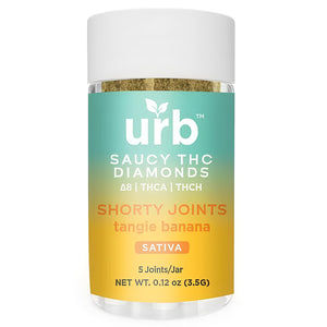 URB SAUCY D8+THCA+THCH DIAMONDS 3.5GM SHORTY JOINTS 5CT/JAR- TANGLE BANANA