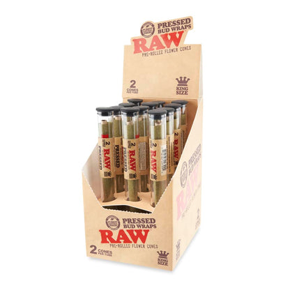 RAW CLASSIC KING SIZE PRESSED BUD WRAP CONES 2PK 12CT/BOX