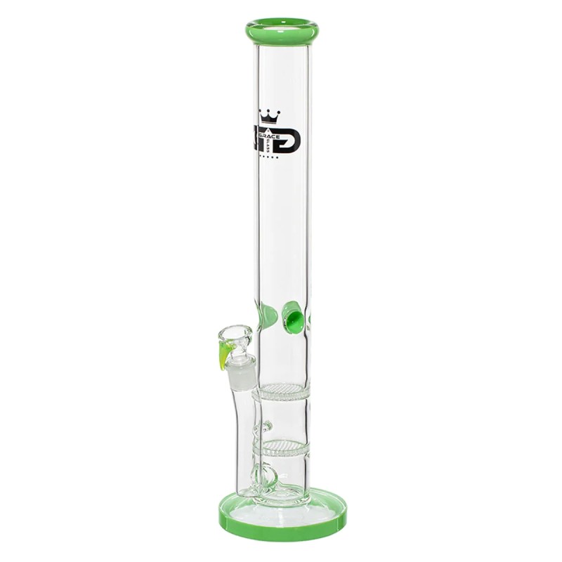 18'' FLAT BASE + CYLINDRICAL + HONEY COMB DISC PERCS WATER PIPE ( GREEN)