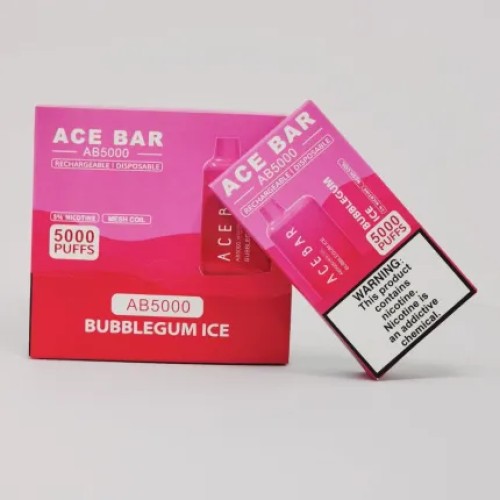 ACE BAR AB5000 5%NIC 5000PUFFS DISPOSABLE 10CT/BOX - BUBBLEGUM ICE