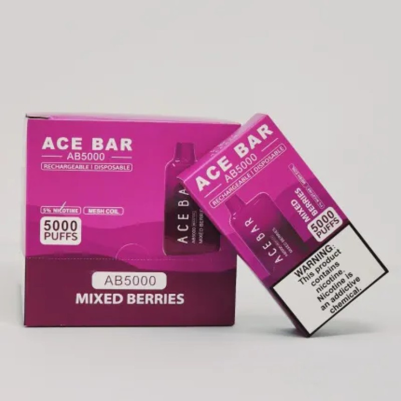 ACE BAR AB5000 5%NIC 5000PUFFS DISPOSABLE 10CT/BOX - MIXED BERRIES
