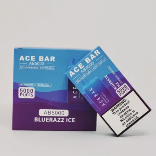 ACE BAR AB5000 5%NIC 5000PUFFS DISPOSABLE 10CT/BOX - BLUERAZZ ICE
