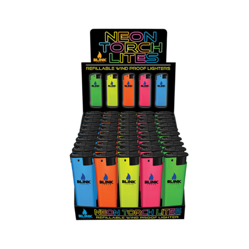 BLINK ELECTRIC FIXED FLAME NEON LIGHTERS 14430 50PCS/BOX