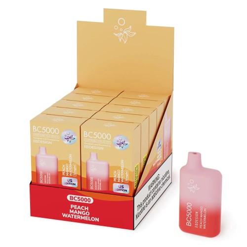 EB DESIGN BC5000 0%NIC DISPOSABLE DEVICE 10CT/BOX - PEACH MANGO WATERMELON